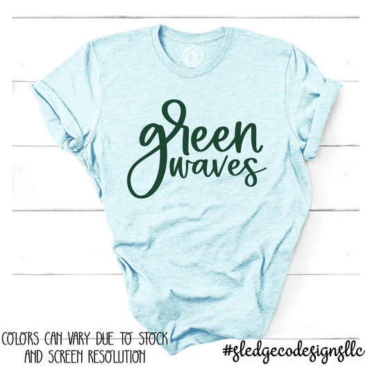 North Delta Green Waves | light Blue with Dark Green  | Custom Unisex Tshirt