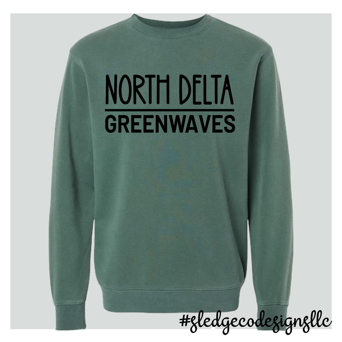 NORTH DELTA GREENWAVES  | ITC | Midweight Pigment-Dyed Crewneck Sweatshirt