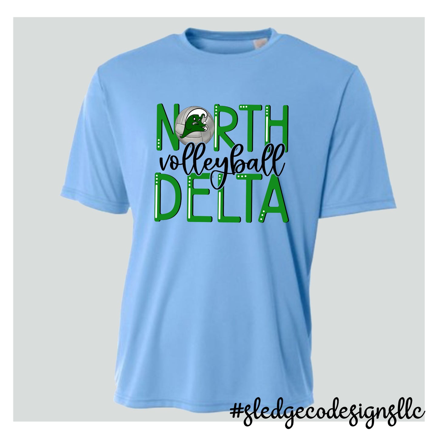 NORTH DELTA GREENWAVES VOLLYBALL | STACKED |  A4 DRI-FIT CUSTOM Unisex Tshirt