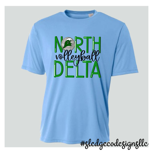 NORTH DELTA GREENWAVES VOLLYBALL | STACKED |  A4 DRI-FIT CUSTOM Unisex Tshirt