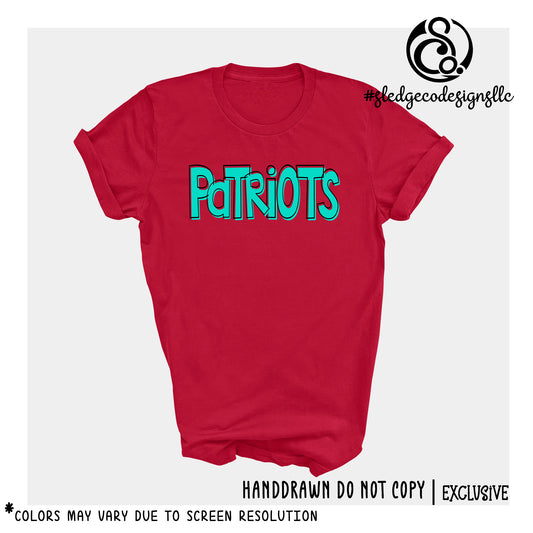 PATRIOTS RED & TEAL BLOCK  | EXCLUSIVE |  UNISEX Custom Tshirt