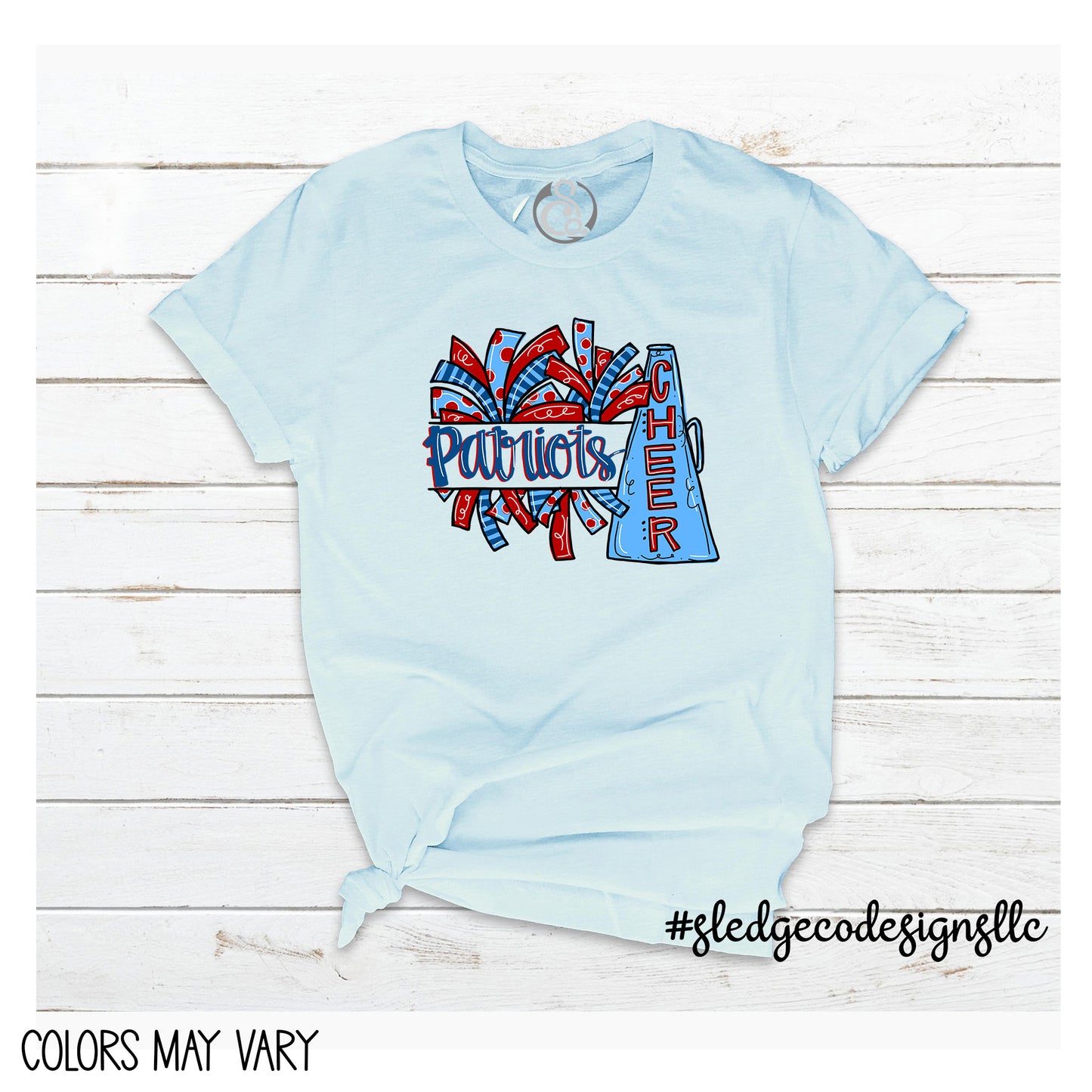 Patriots Cheer Hand  Drawn | Light Blue UNISEX Custom Tshirt