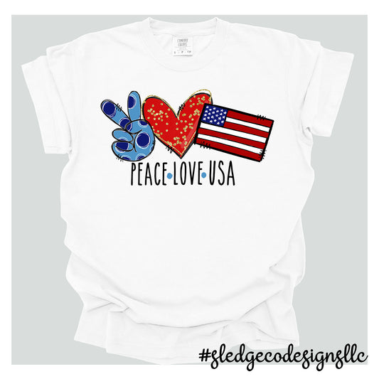 PEACE LOVE AMERICA | Patriot | July 4th | Custom Unisex TSHIRT