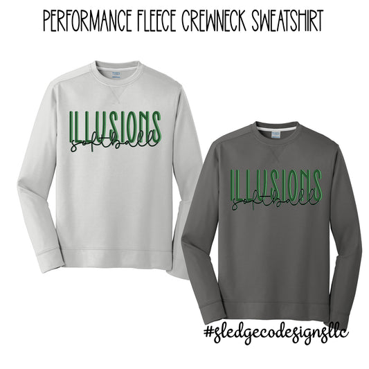 ILLUSIONS SOFTBALL | DUO |  Performance Fleece Crewneck Sweatshirt
