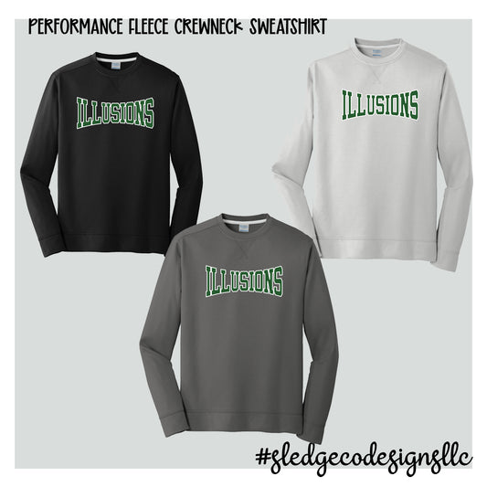 SALE: ILLUSIONS SOFTBALL |  LOGO |  Performance Fleece Crewneck Sweatshirt