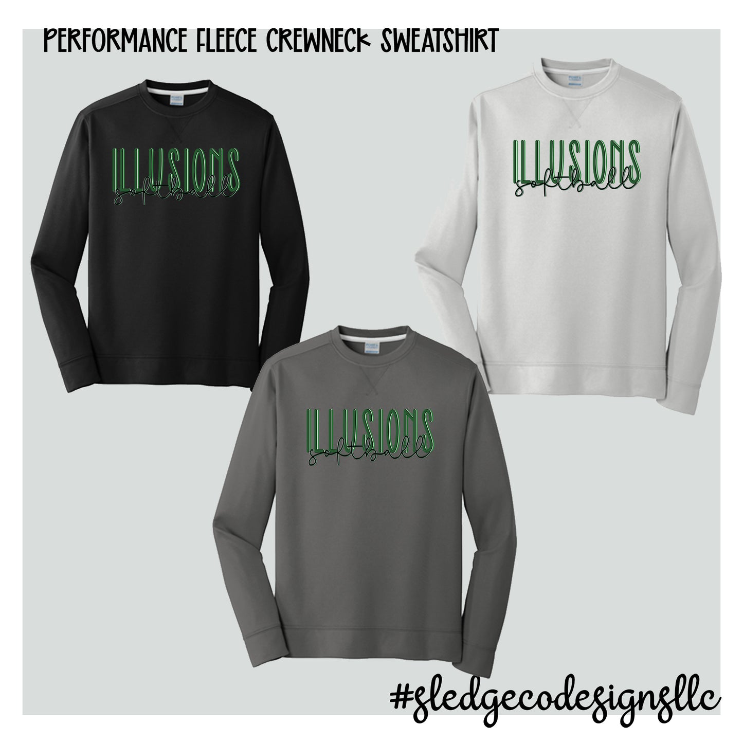 SALE: ILLUSIONS SOFTBALL |  DUO |  Performance Fleece Crewneck Sweatshirt