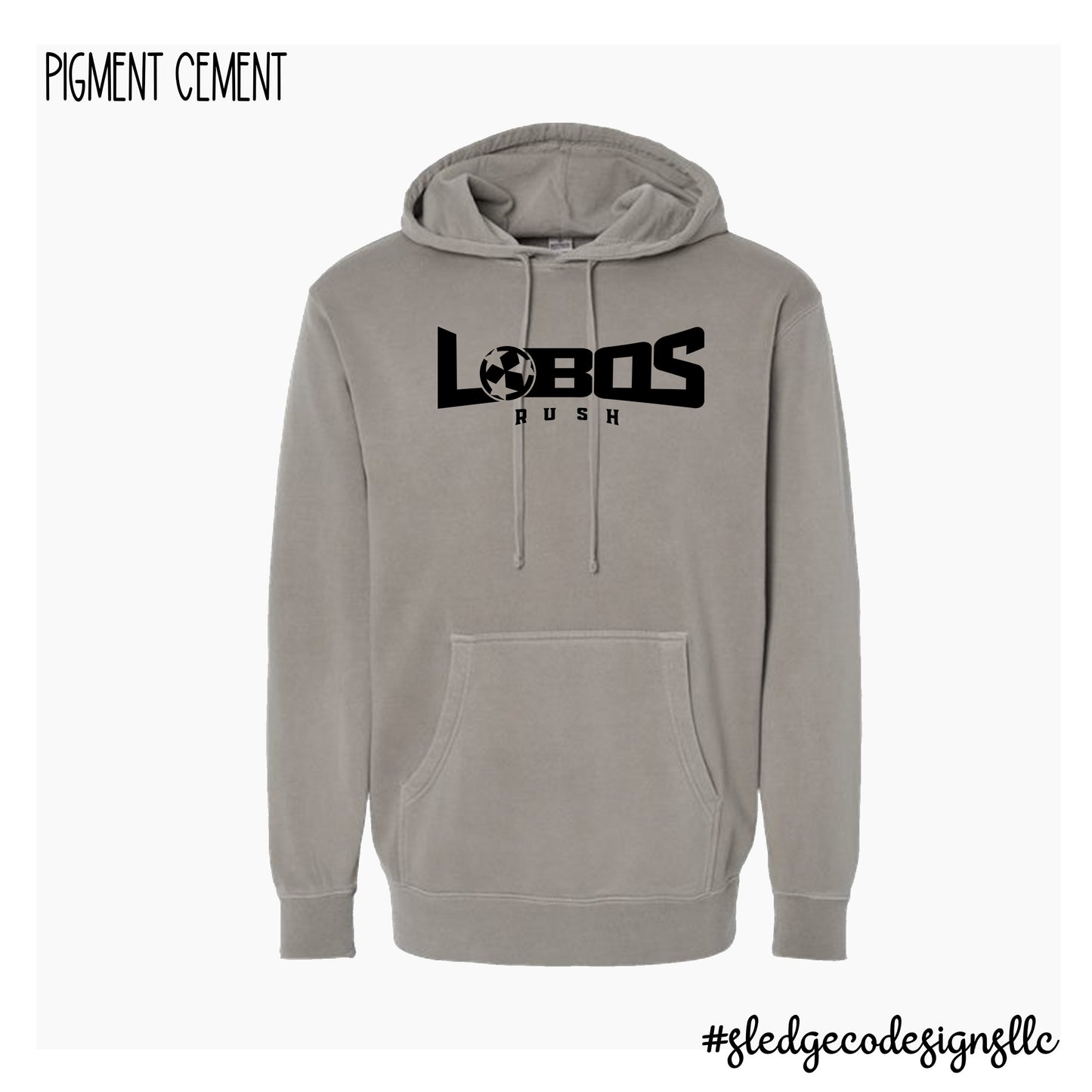 LOBOS SOCCER | Midweight Pigment-Dyed Hooded Sweatshirt | Pigment Cement