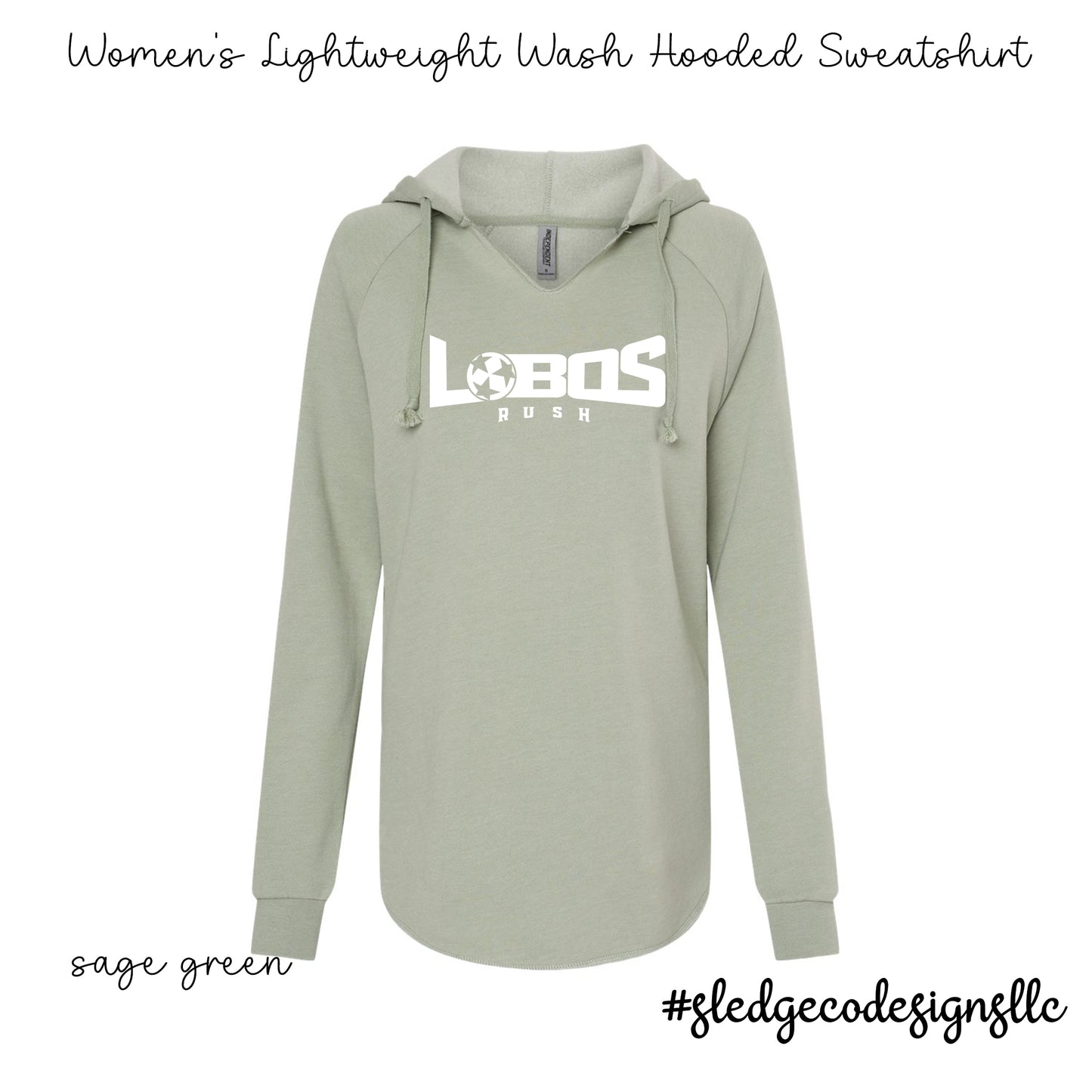 LOBOS RUSH SOCCER | Women’s Lightweight Wave Wash Hooded Sweatshirt - SAGE