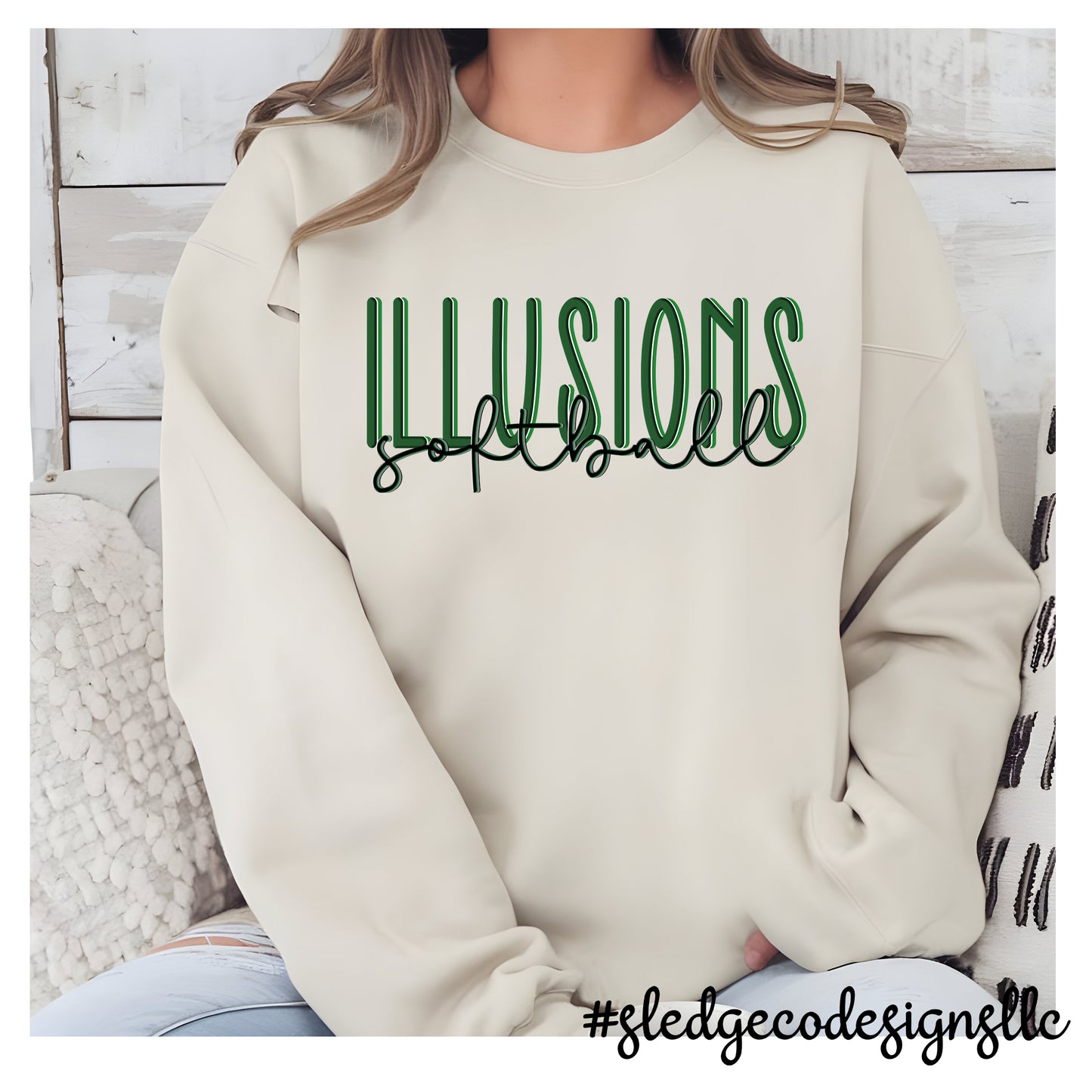 Illusions Softball | SAND DUO | CUSTOM UNISEX SWEATSHIRT