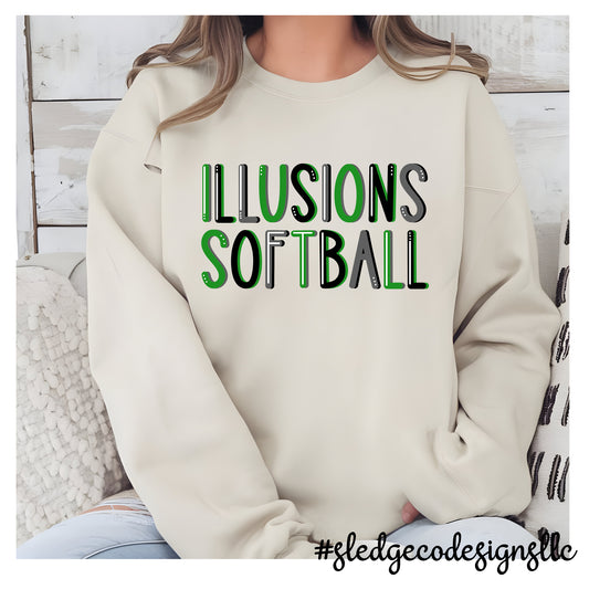 Illusions Softball | SAND LETTERED  | CUSTOM UNISEX SWEATSHIRT