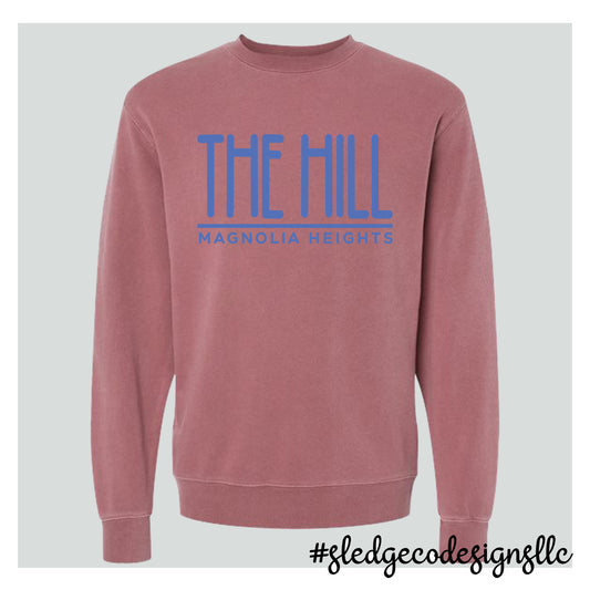 THE HILL MAGNOLIA HEIGHTS | Pigment Maroon | ITC | Midweight Pigment-Dyed Crewneck Sweatshirt