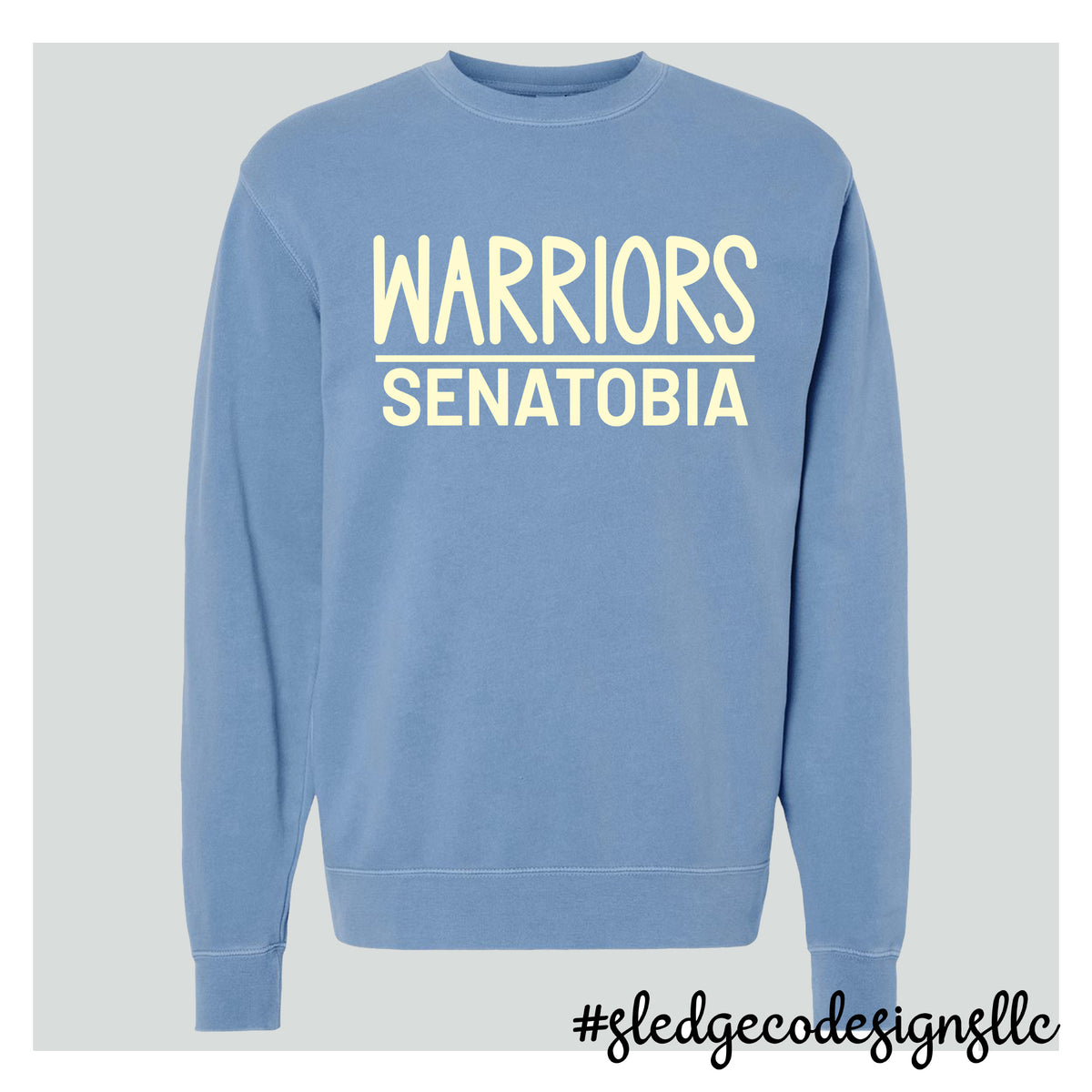 SENATOBIA WARRIORS | Pigment Light Blue | ITC | Midweight Pigment-Dyed Crewneck Sweatshirt
