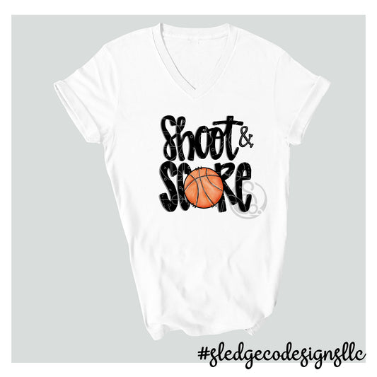 SHOOT AND SCORE | BASKETBALL |  Custom Unisex Tshirt - VNECK