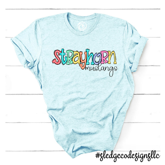 STRAYHORN MUSTANGS | DOODLE SKETCH | CUSTOM UNISEX TSHIRT