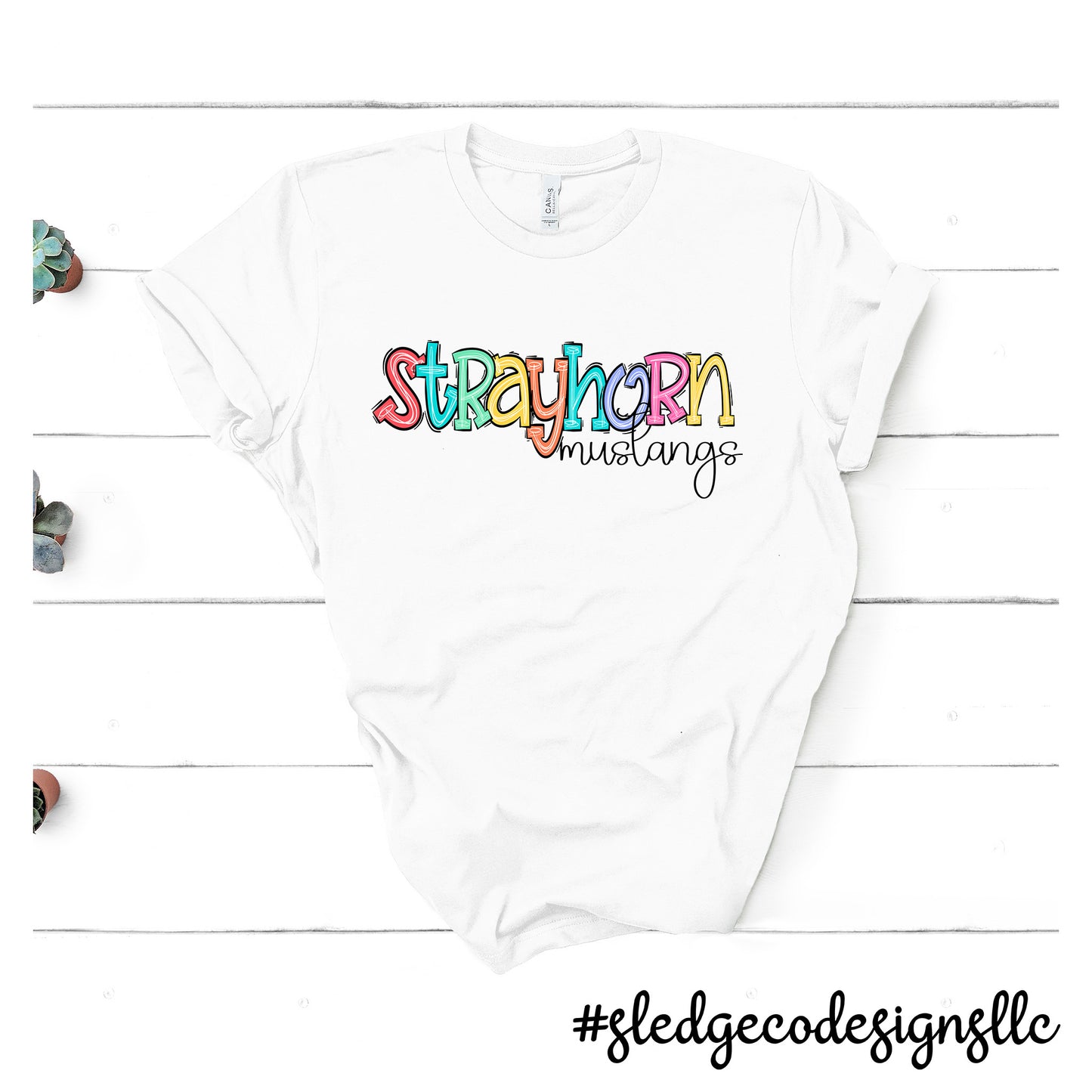 STRAYHORN MUSTANGS | DOODLE SKETCH | CUSTOM UNISEX TSHIRT