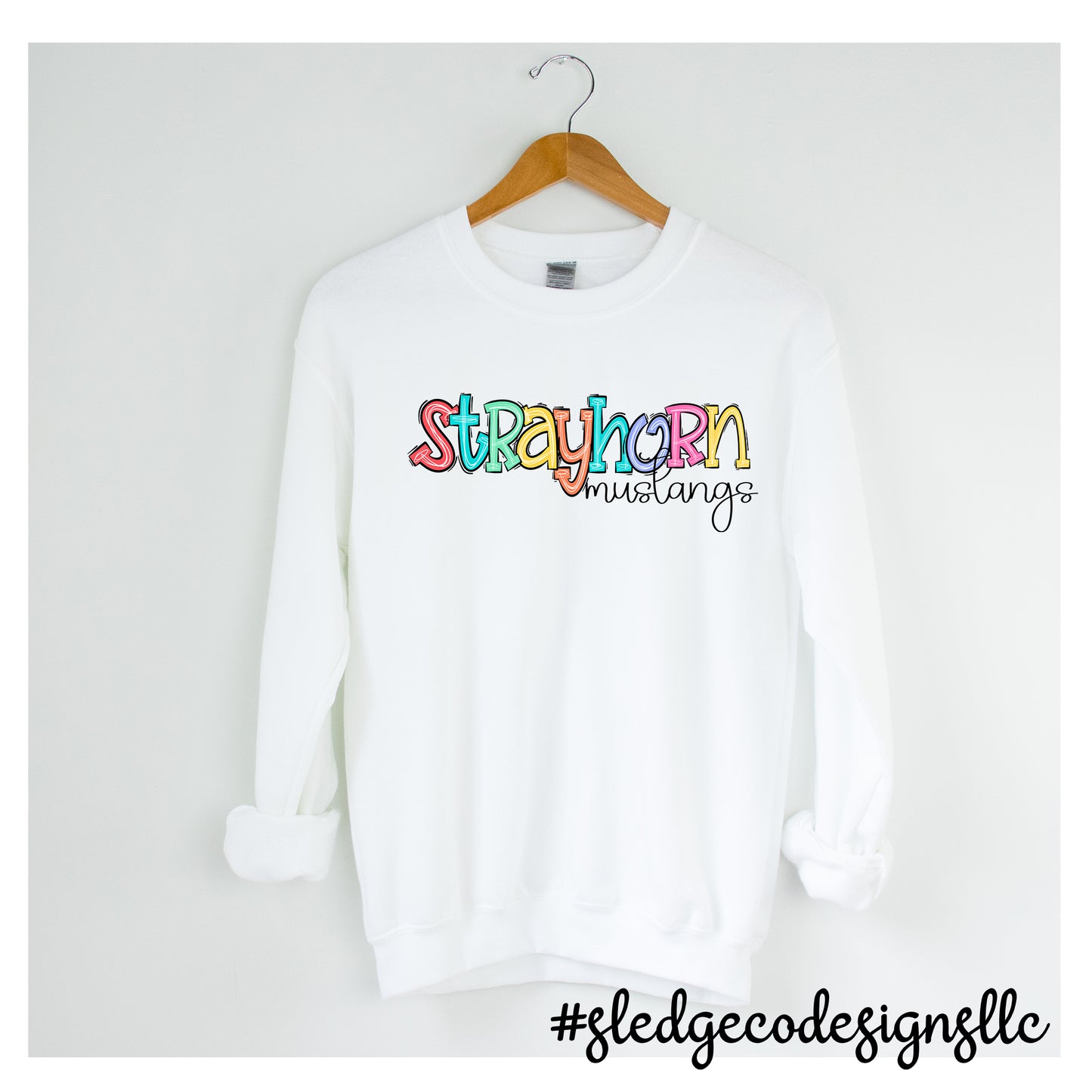 STRAYHORN MUSTANGS | DOODLE SKETCH | UNISEX CUSTOM SWEATSHIRT