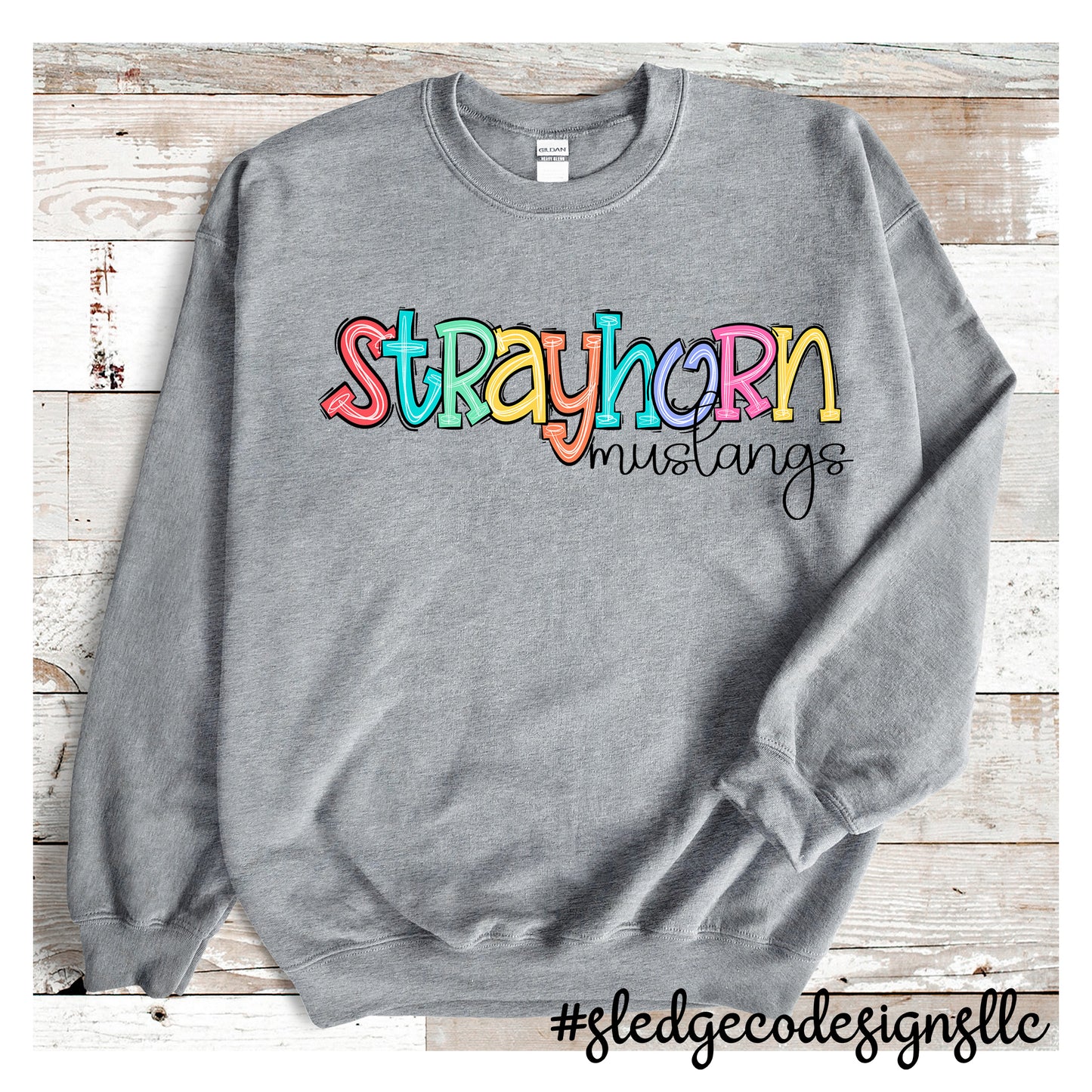 STRAYHORN MUSTANGS | DOODLE SKETCH | UNISEX CUSTOM SWEATSHIRT