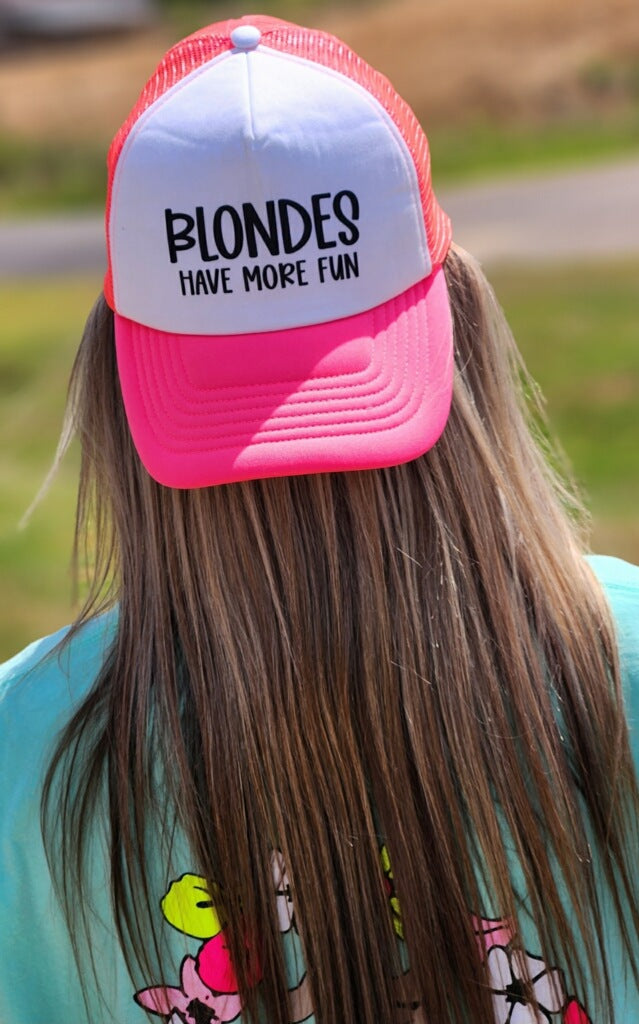 BLONDES HAVE MORE FUN | TRUCKER HAT PINK - WHITE