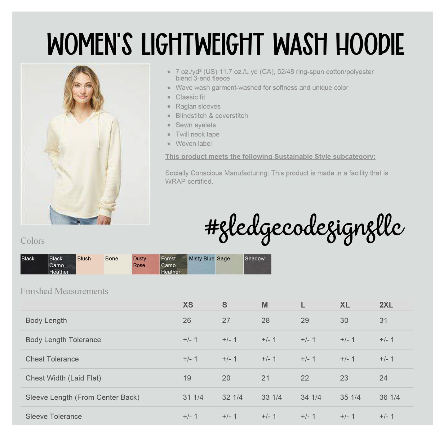 Lobos Soccer |  ITC | Women’s Lightweight Wash Hooded Sweatshirt