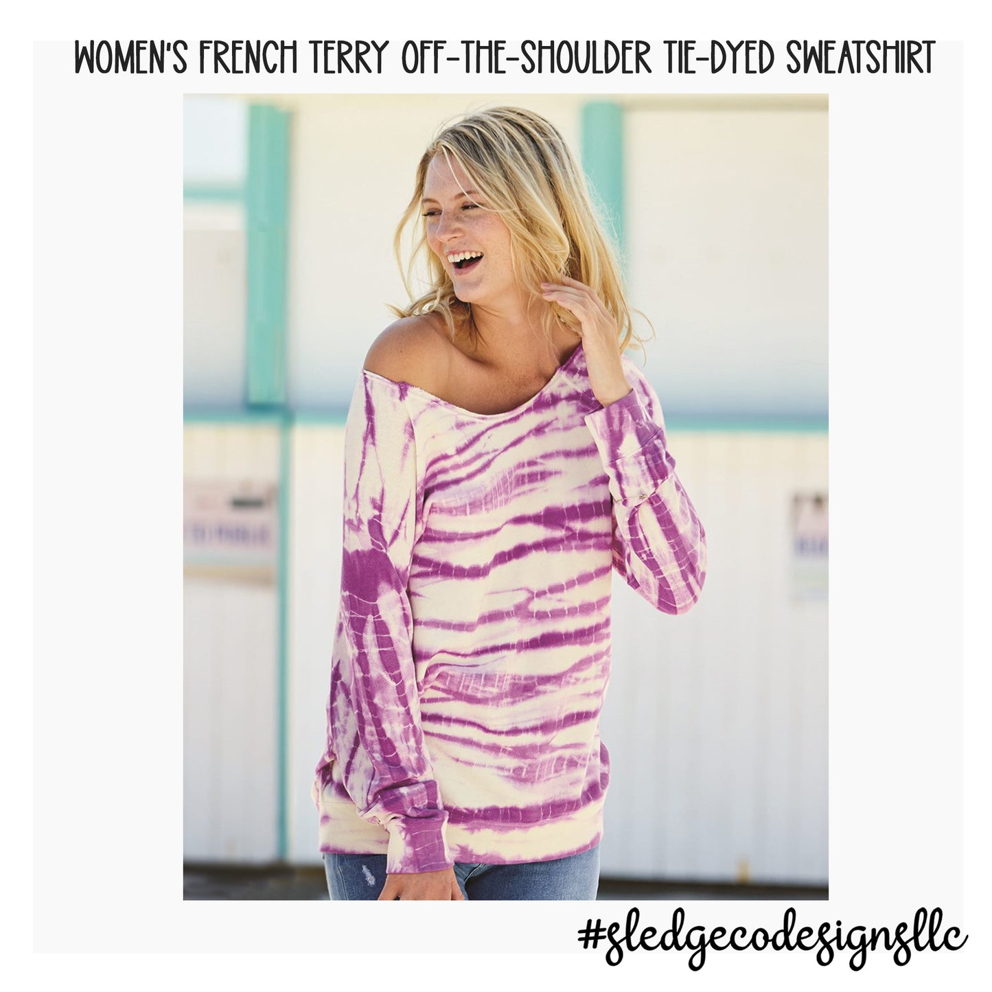 PREORDERS- Women's French Terry Off-the-Shoulder Tie-Dyed Sweatshirt