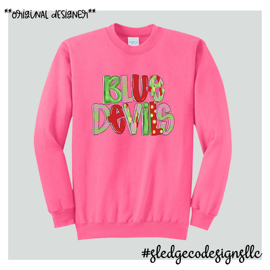 TUNICA ACADEMY BLUE DEVILS | DOODLE RAD & GREEN | Custom Unisex SWEATSHIRT