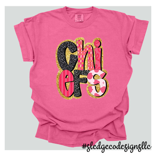 MAGNOLIA HEIGHTS CHIEFS | PINK & GOLD GLITTER | Custom Unisex Tshirt