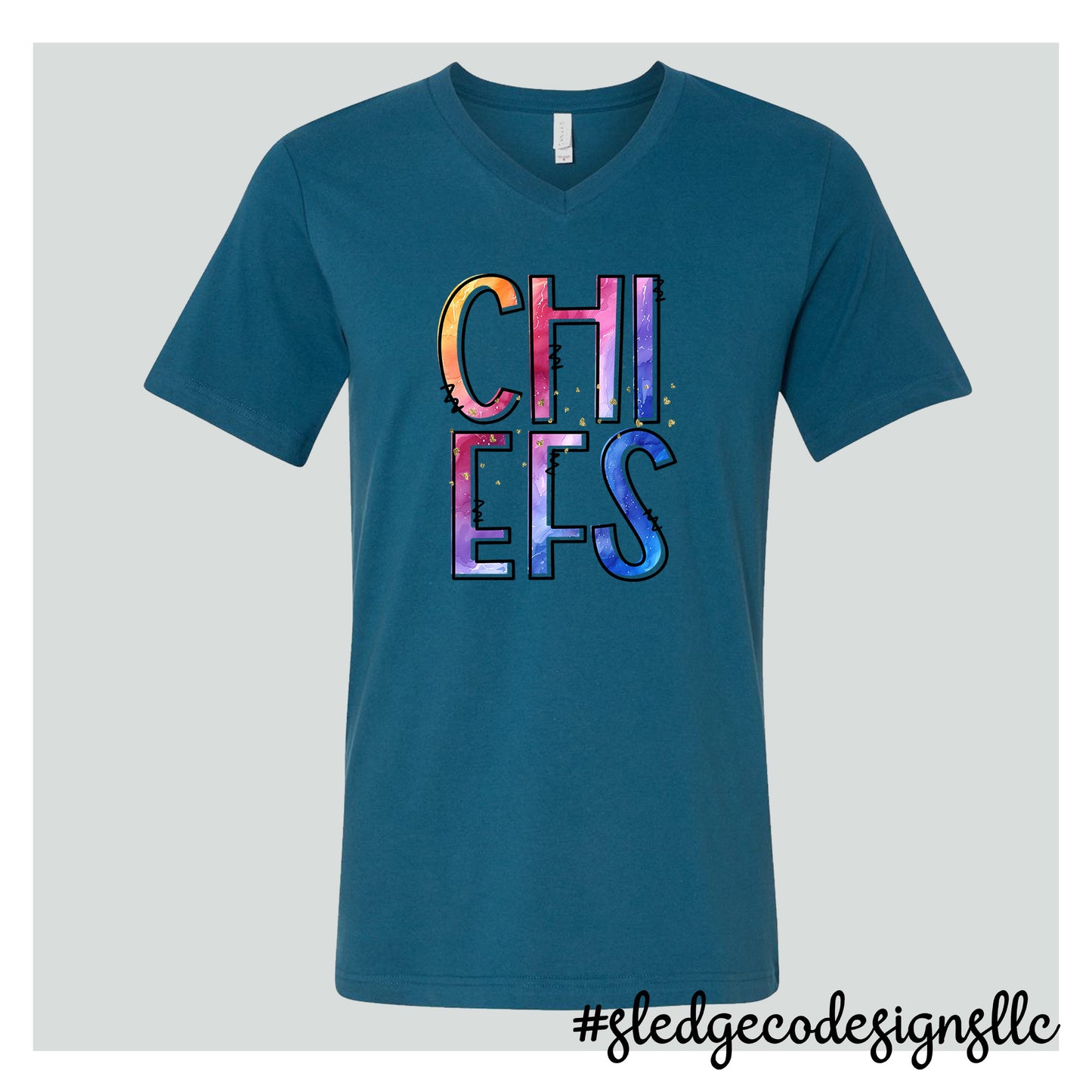 MAGNOLIA HEIGHTS CHIEFS | WATERCOLOR | Custom Unisex VNECK Tshirt