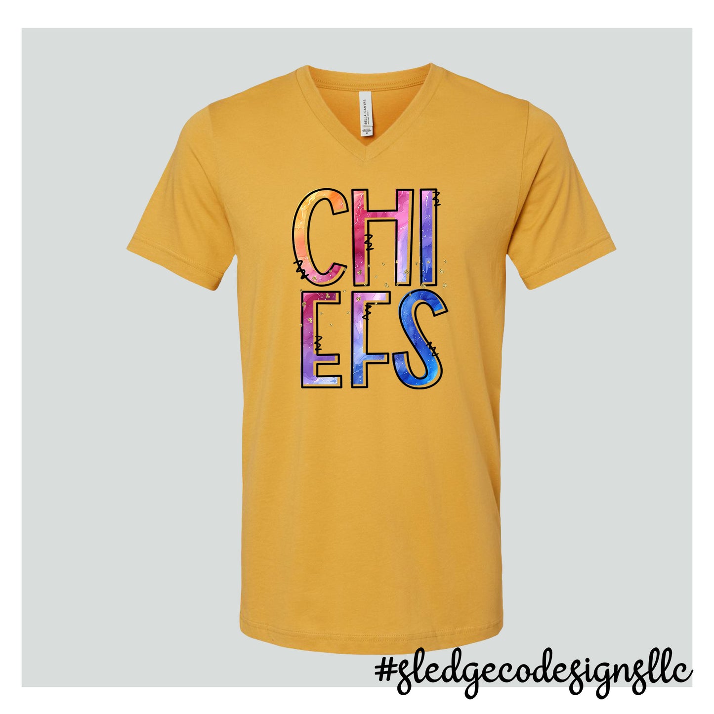 MAGNOLIA HEIGHTS CHIEFS | WATERCOLOR | Custom Unisex VNECK Tshirt