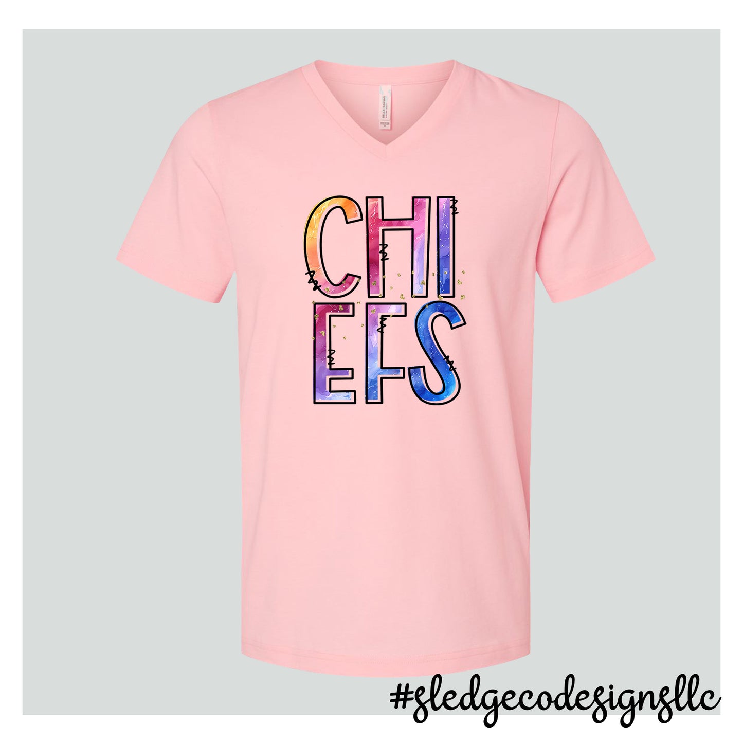 MAGNOLIA HEIGHTS CHIEFS | WATERCOLOR | Custom Unisex VNECK Tshirt