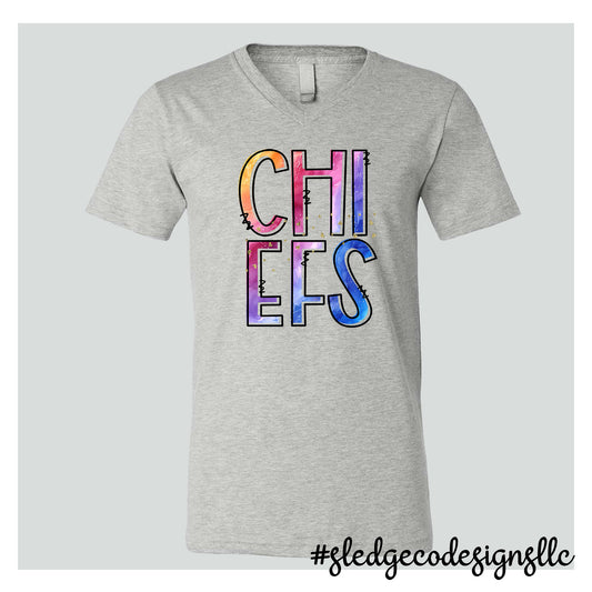 MAGNOLIA HEIGHTS CHIEFS | WATERCOLOR | Custom Unisex VNECK Tshirt