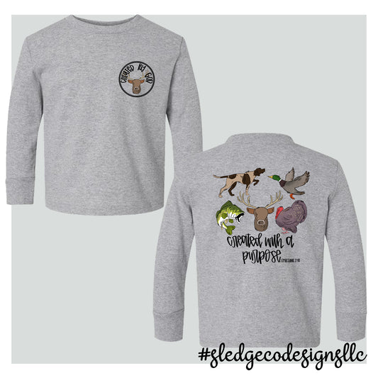 CREATED WITH A PURPOSE | HUNTING | YOUTH - TODDLER - INFANT Custom LONG SLEEVE TSHIRT