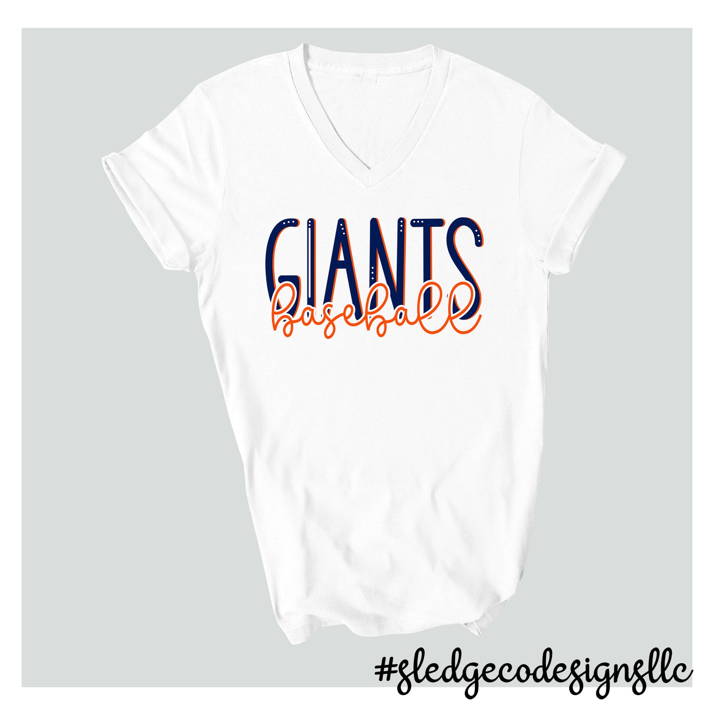 GIANTS BASEBALL HAND DRAWN DUO | Custom Unisex VNECK Tshirt