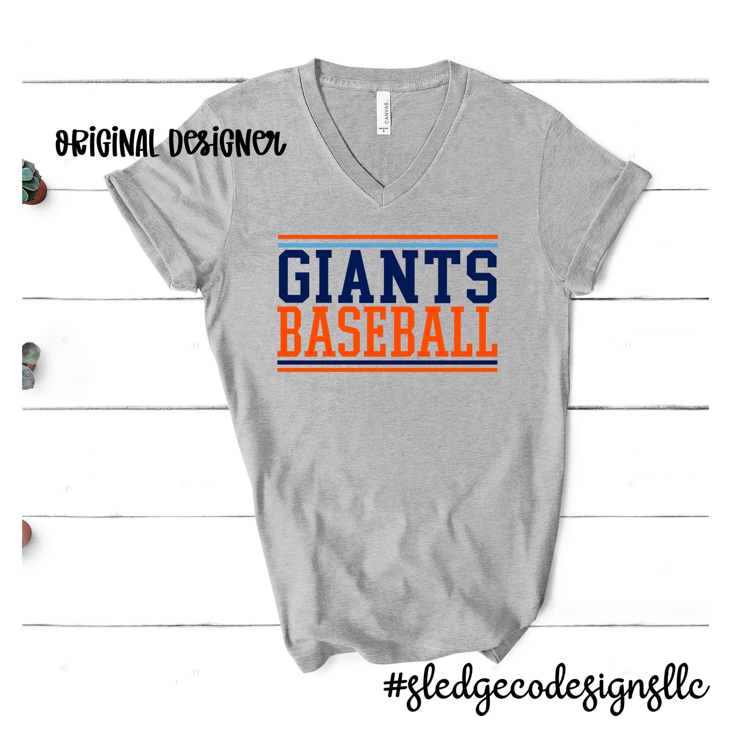 GIANTS BASEBALL | STACKED | Custom Unisex VNECK Tshirt