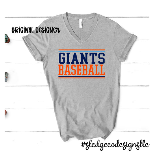 GIANTS BASEBALL | STACKED | Custom Unisex VNECK Tshirt