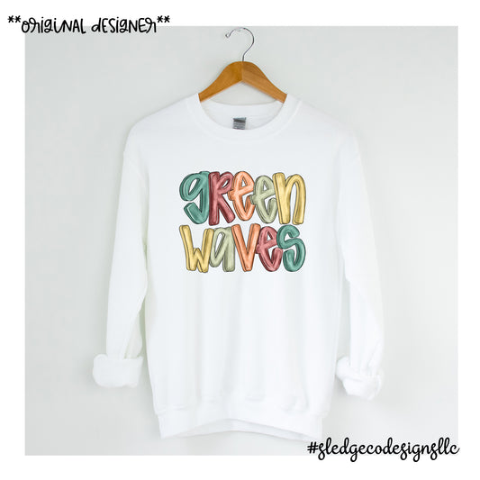 NORTH DELTA GREEN WAVES | FALL DOODLE | Custom SWEATSHIRT