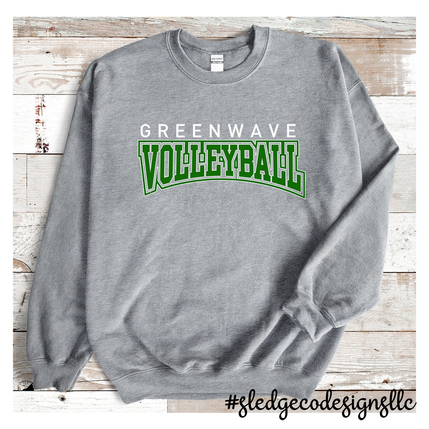 NORTH DELTA GREENWAVE VOLLEYBALL | WHITE AND GREEN 2026 | CUSTOM UNISEX SWEATSHIRT