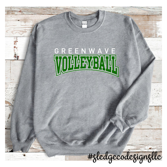 NORTH DELTA GREENWAVE VOLLEYBALL | WHITE AND GREEN 2026 | CUSTOM UNISEX SWEATSHIRT