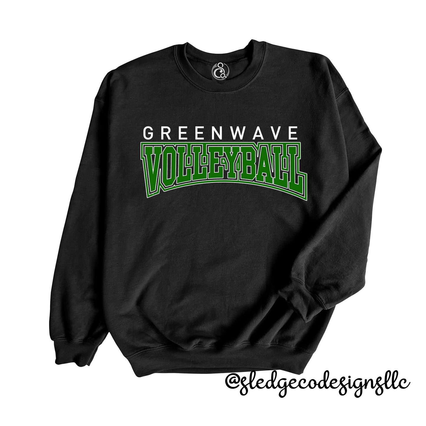 NORTH DELTA GREENWAVE VOLLEYBALL | WHITE AND GREEN 2026 | CUSTOM UNISEX SWEATSHIRT