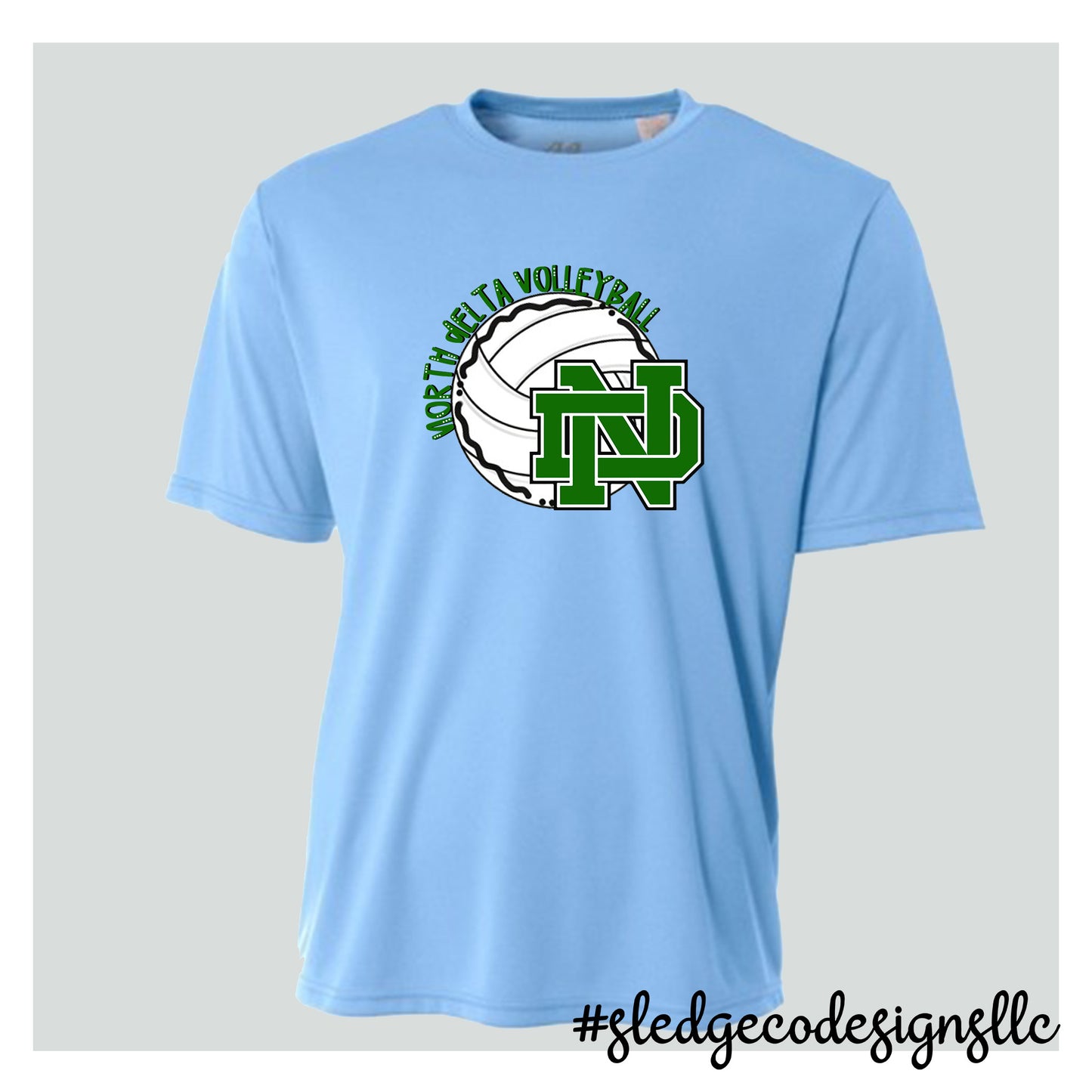 NORTH DELTA GREENWAVES VOLLYBALL | HANDDRAWN |  A4 DRI-FIT CUSTOM Unisex Tshirt