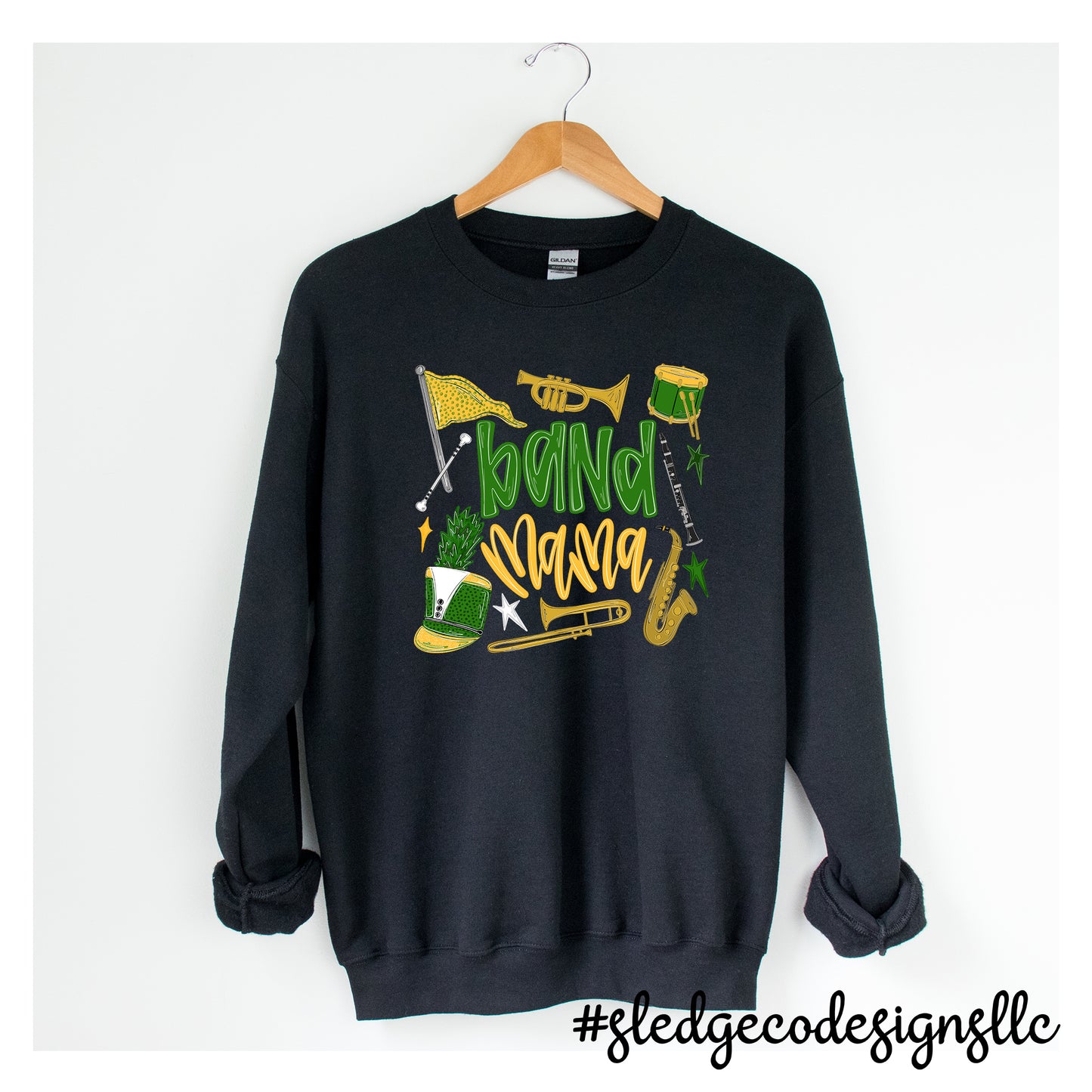 BAND MOM | Green & White | CUSTOM SWEATSHIRT UNISEX