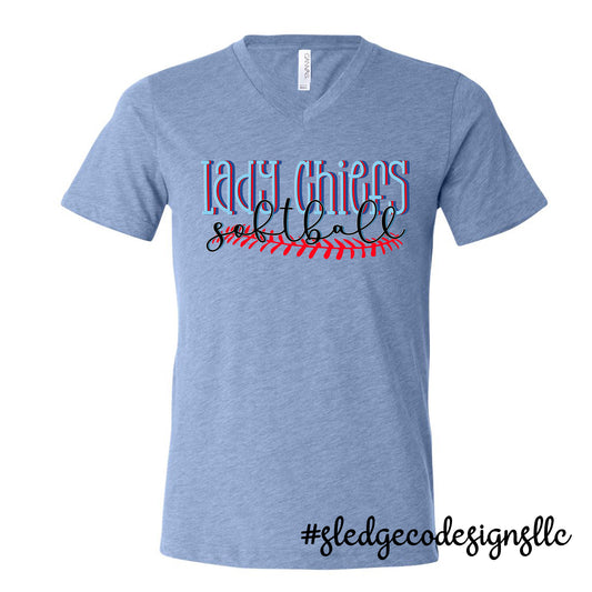 MAGNOLIA HEIGHTS LADY CHIEFS SOFTBALL DUO | VNECK CUSTOM UNISEX TSHIRT