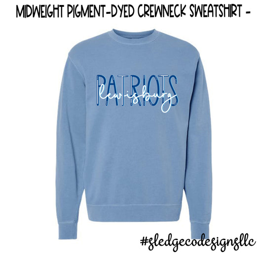 PATRIOTS LEWISBURG DUO BLUE | Independent Trading Co. Midweight Pigment-Dyed Crewneck Sweatshirt