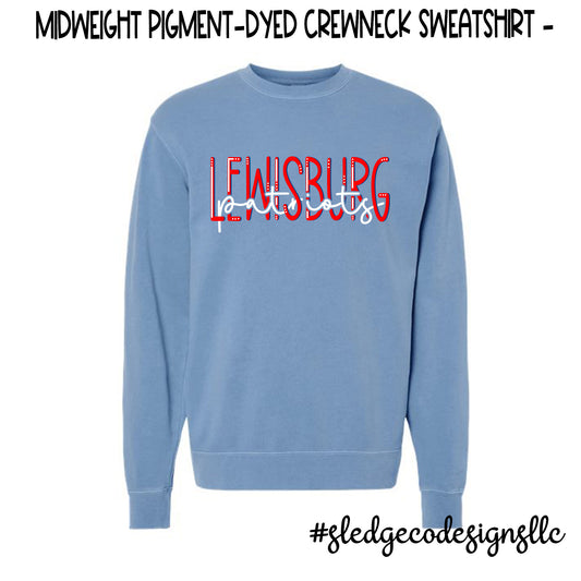 PATRIOTS LEWISBURG DUO RED | Independent Trading Co. Midweight Pigment-Dyed Crewneck Sweatshirt