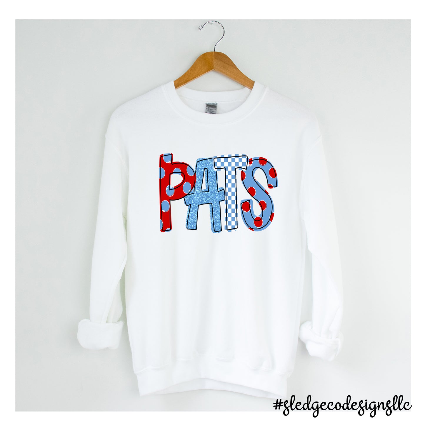 PATS | DOODLE RED AND BLUE | SOFTSTYLE UNISEX SWEATSHIRT