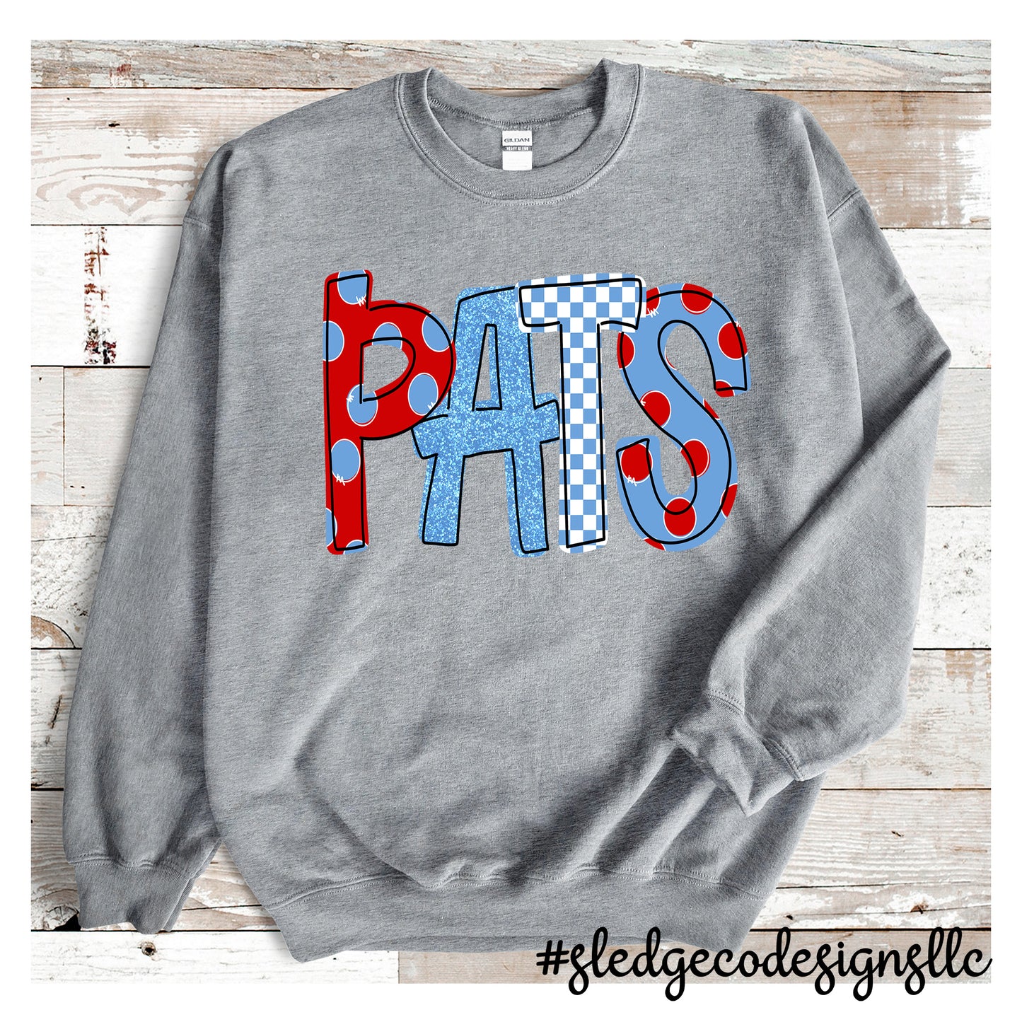 PATS | DOODLE RED AND BLUE | SOFTSTYLE UNISEX SWEATSHIRT