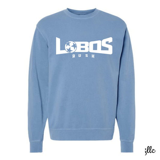 LOBOS RUSH SOCCER | Midweight Pigment-Dyed Crewneck Sweatshirt | Pigment Light Blue