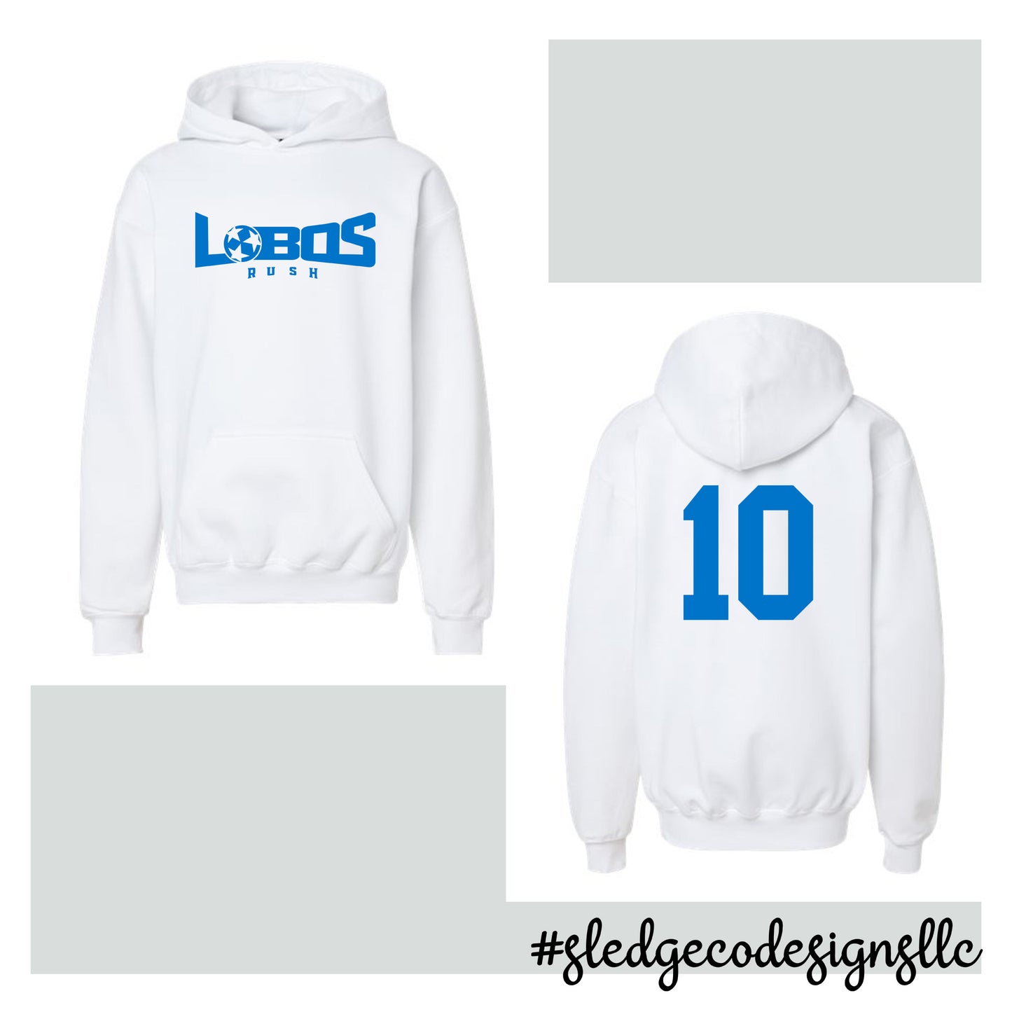 LOBOS SOCCER HOODIE | WHITE/BLUE |  MADE TO ORDER