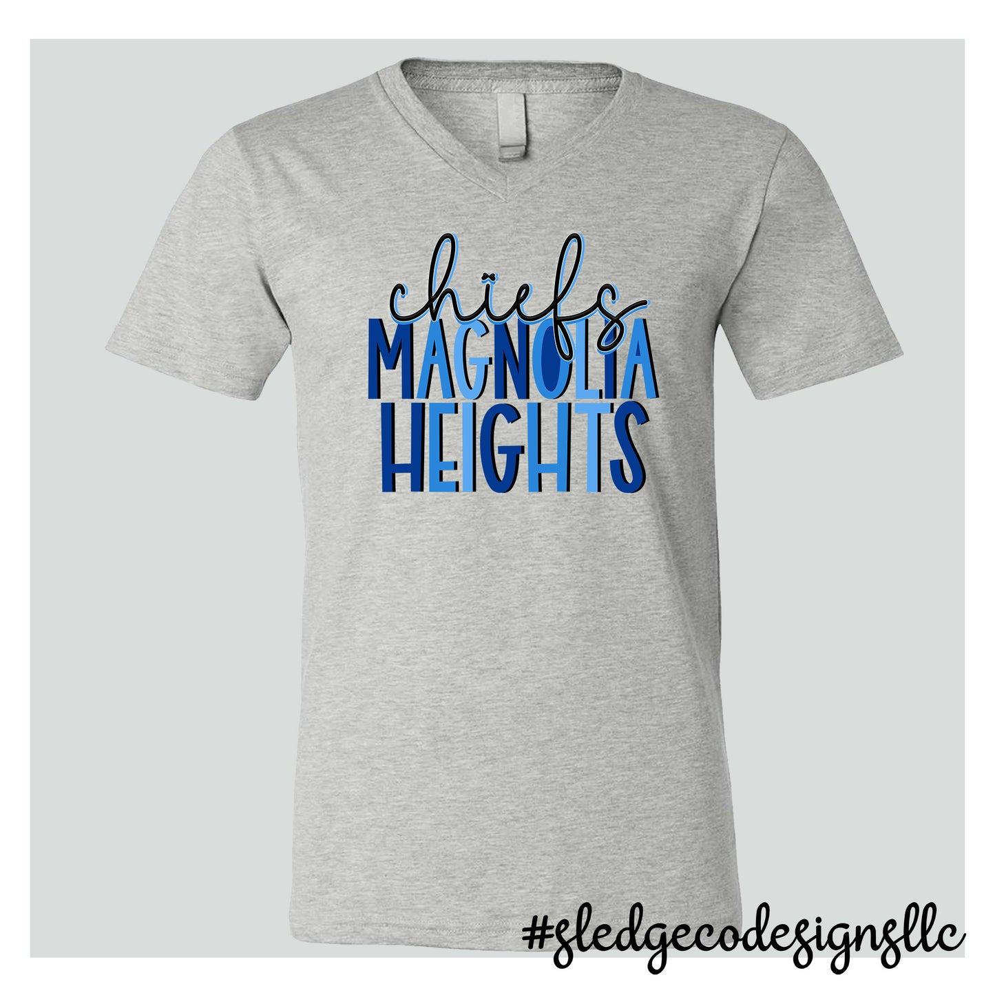 MAGNOLIA HEIGHTS CHIEFS | BLUE DUO | Custom Unisex VNECK Tshirt