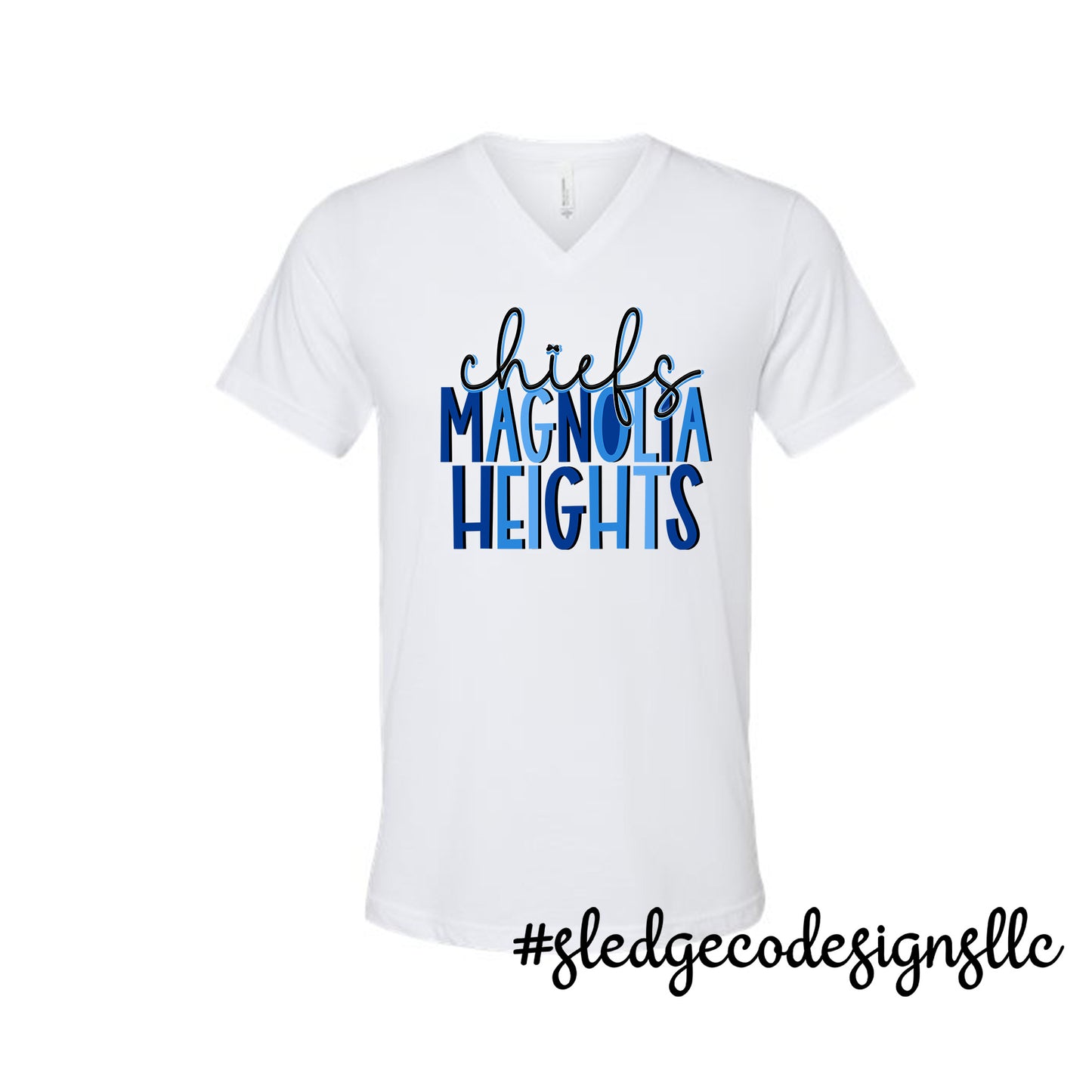 MAGNOLIA HEIGHTS CHIEFS | BLUE DUO | Custom Unisex VNECK Tshirt