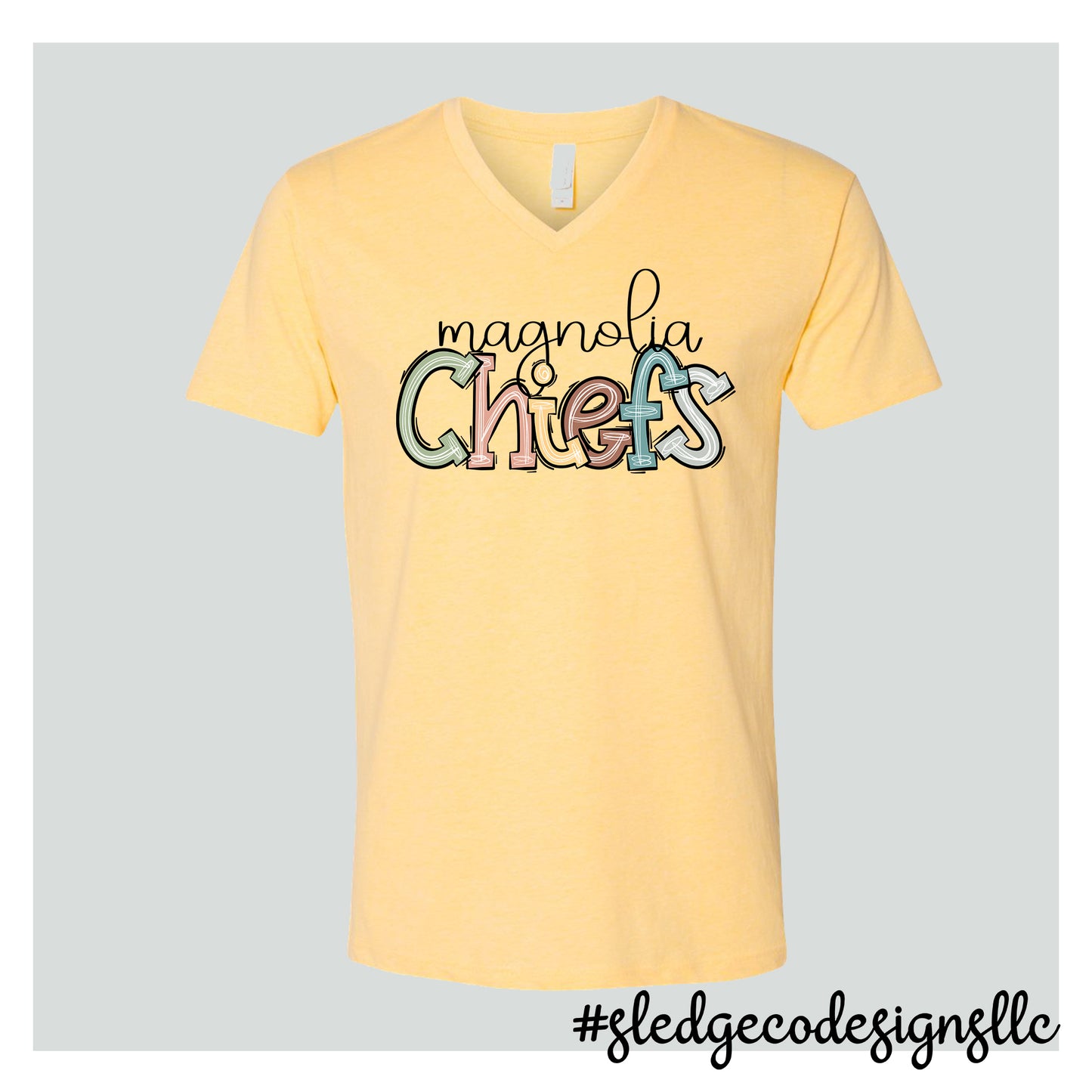 MAGNOLIA HEIGHTS | FALL DOODLE | Custom Unisex VNECK Tshirt